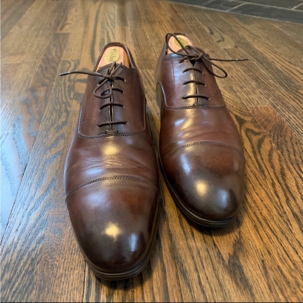 Santoni Men’s Brown Leather Oxford Size 9.5D - Picture 4 of 8